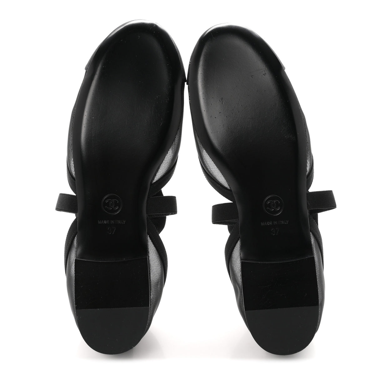 Chanel Mesh Grosgrain Mary Janes Flats 37 Black 6 of 10