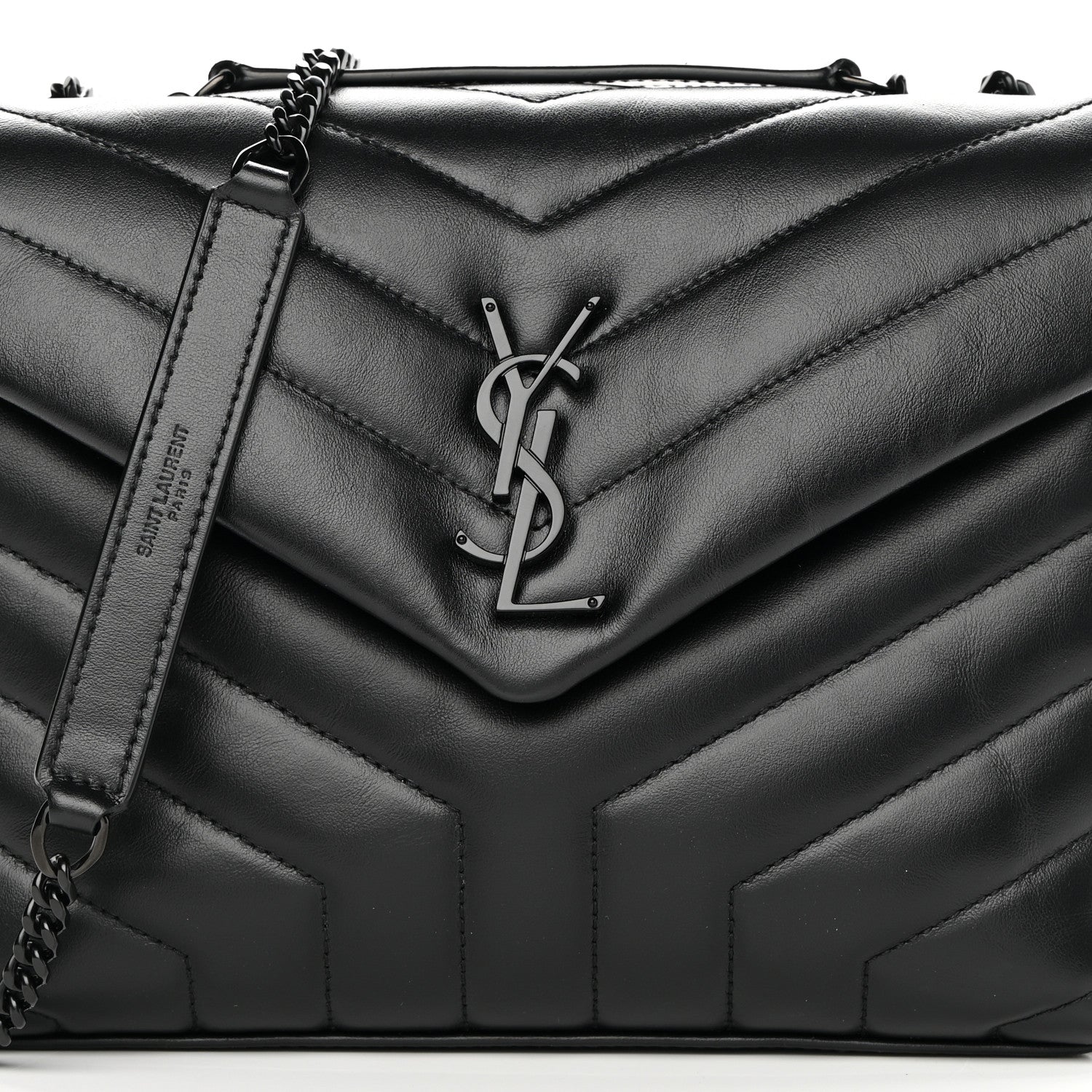 Saint Laurent Calfskin Y Quilted Monogram Monochrome Small Loulou Chain Satchel Black 8 of 10