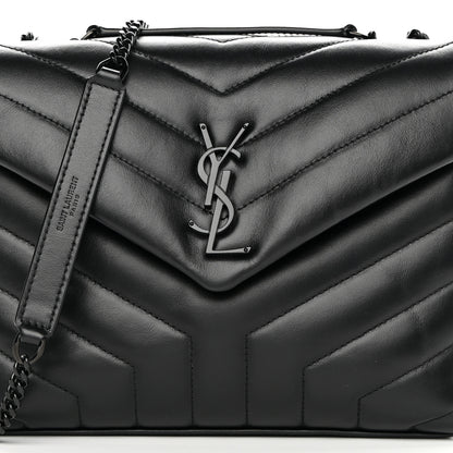 Saint Laurent Calfskin Y Quilted Monogram Monochrome Small Loulou Chain Satchel Black 8 of 10