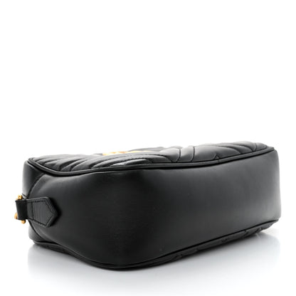 Gucci Calfskin Matelasse Small GG Marmont Chain Shoulder Bag Black 4 of 11