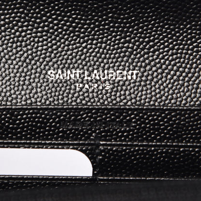 Saint Laurent Grain De Poudre Matelasse Chevron Monogram Flap Wallet Black 6 of 8