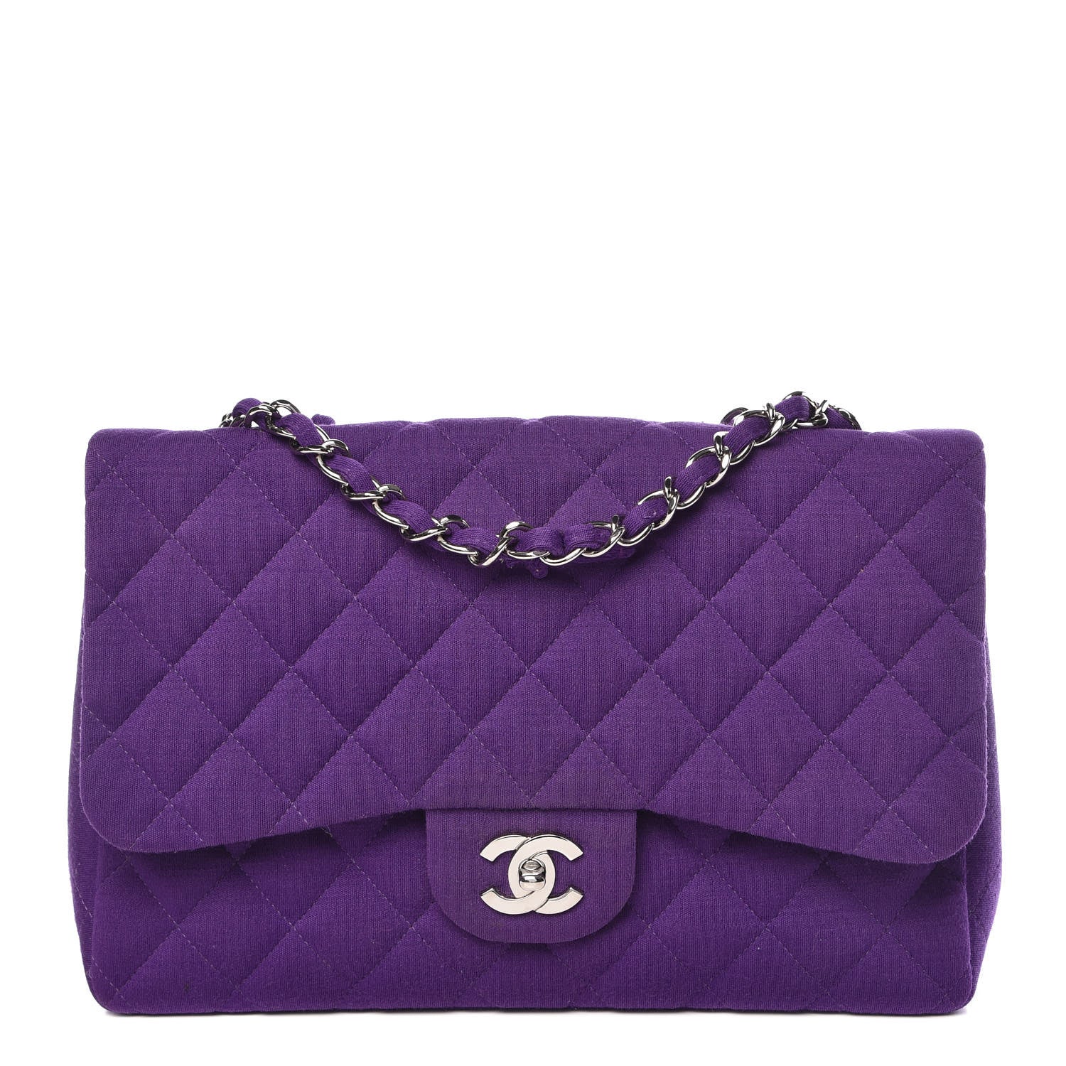 Chanel Jersey Quilted Jumbo Single Flap Purple 1 of 13