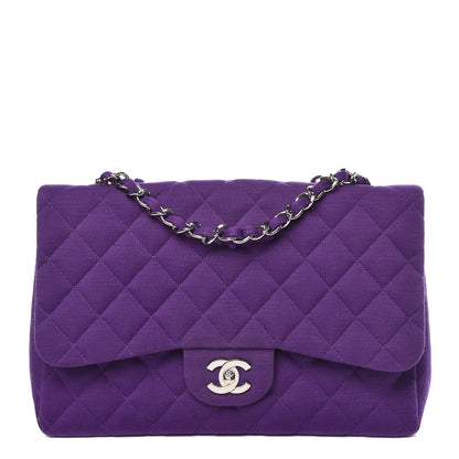 Chanel Jersey Quilted Jumbo Single Flap Purple 1 of 13