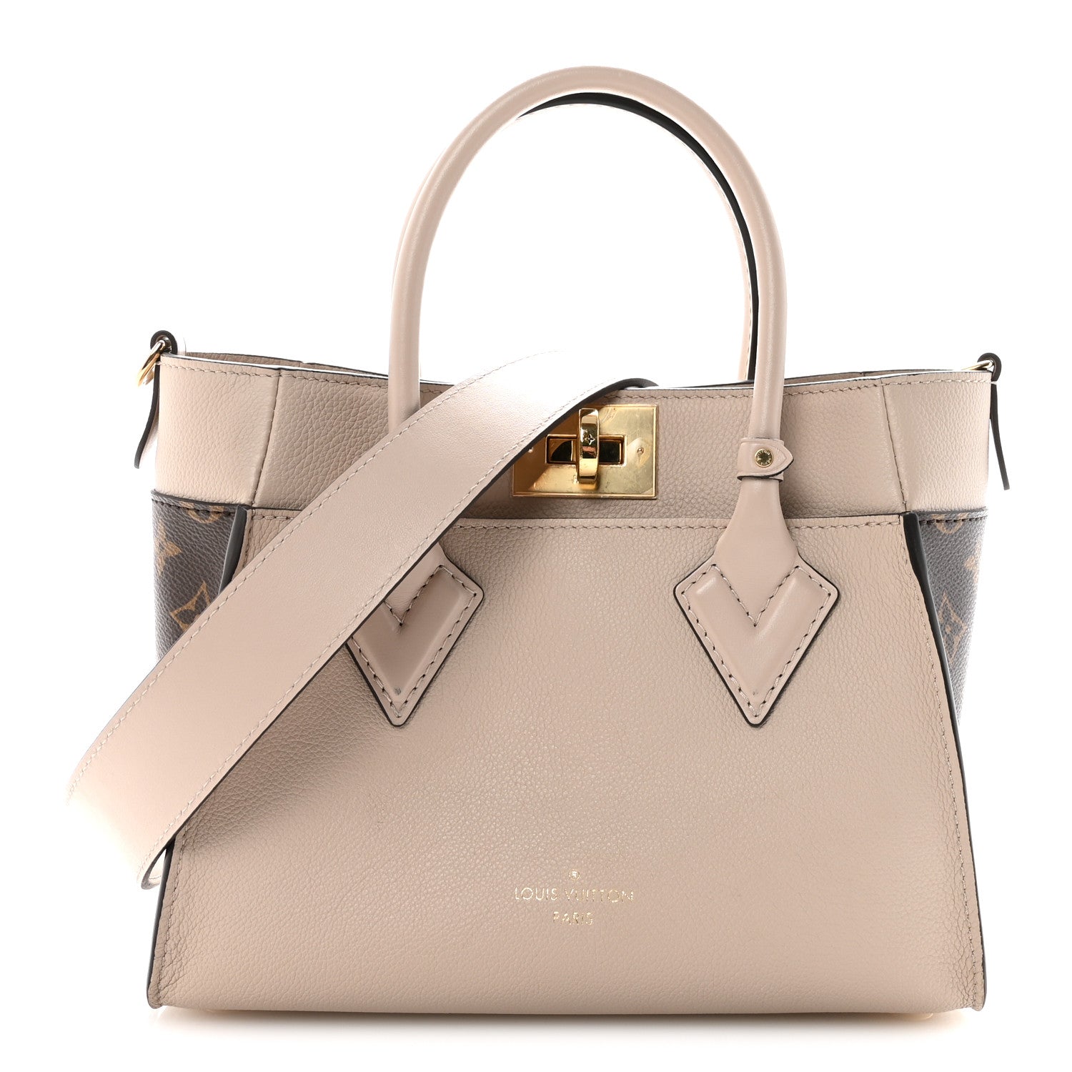 Louis Vuitton Calfskin Monogram On My Side PM Greige 1 of 9