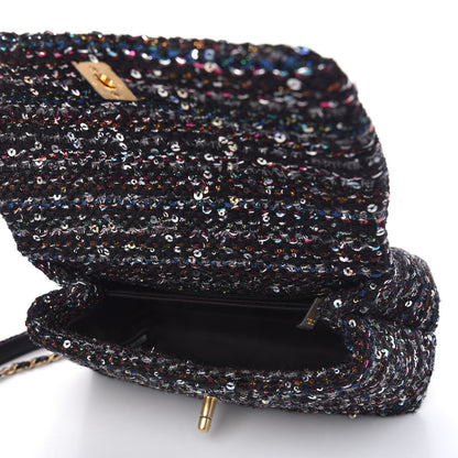 Chanel Tweed Sequin Mini Coco Handle Flap Black 5 of 10