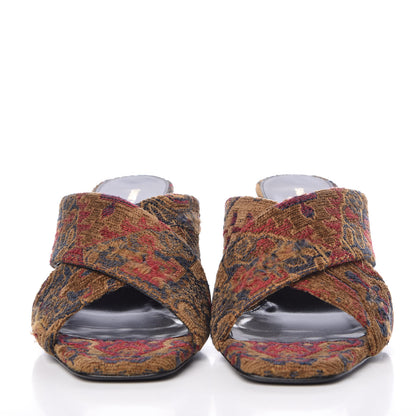 Saint Laurent Carpet Tapestry LouLou Mules 39 Oro Antico Sapphire Rouge 2 of 9