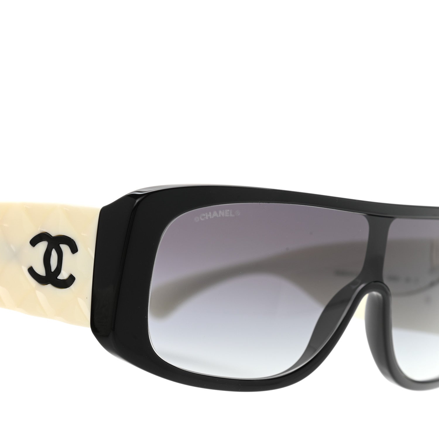 Chanel Lambskin Shield Quilted Sunglasses 71267 Black Grey 5 of 8