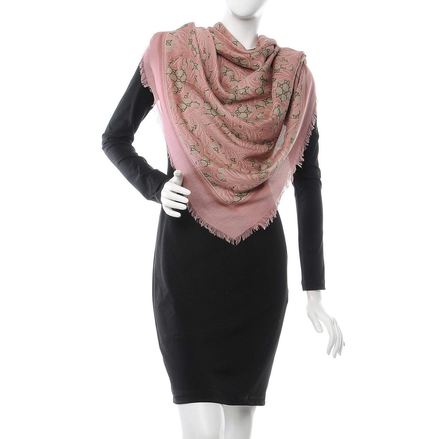 Modal Silk GG Monogram Big Arabesque Shawl Beige Pink