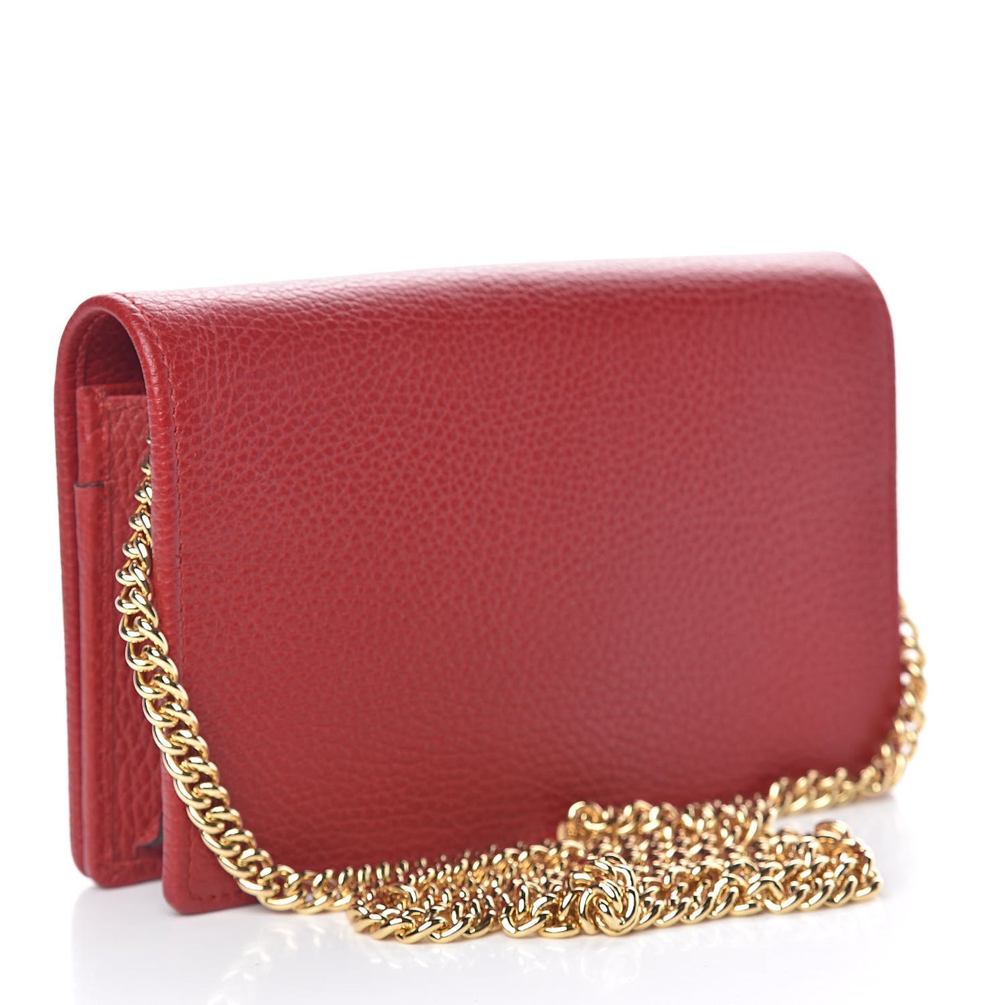 Dollar Calfskin Mini GG Marmont Chain Wallet Hibiscus Red