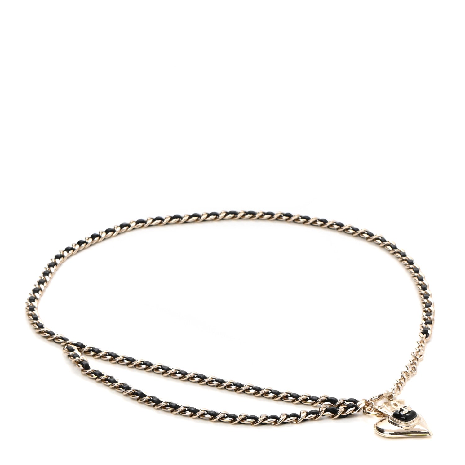 Chanel Lambskin Enamel CC Heart Chain Belt Black Gold 1 of 5