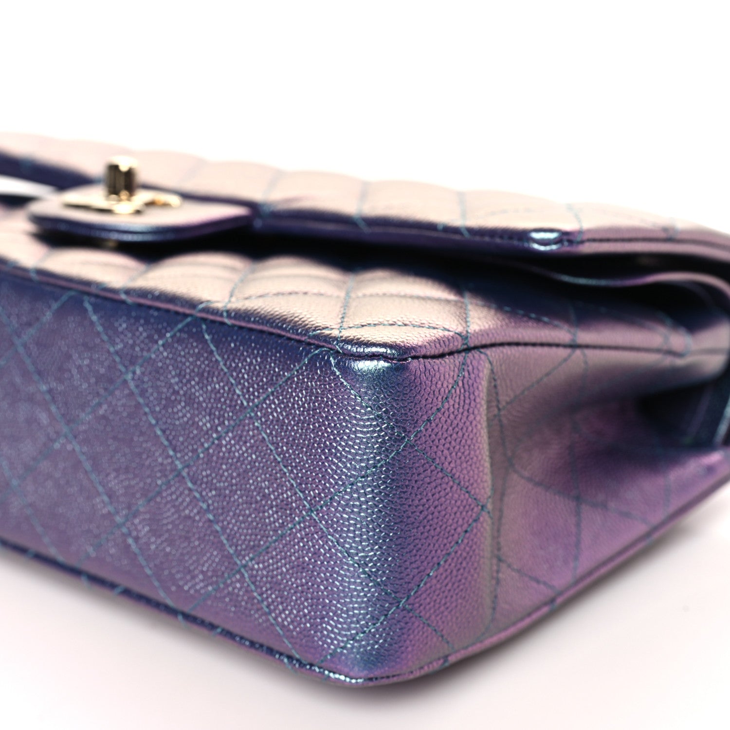 Chanel Iridescent Caviar Quilted Medium Double Flap Purple 8 of 9
