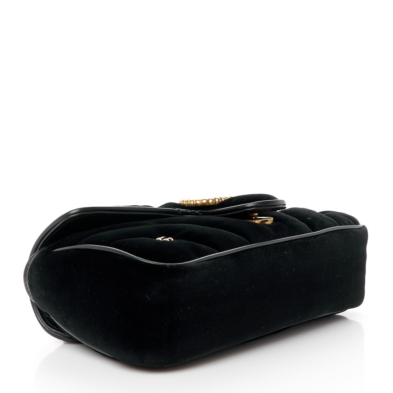 Gucci Velvet Matelasse Double G Studs Small Torchon GG Marmont Shoulder Bag Black 5 of 11
