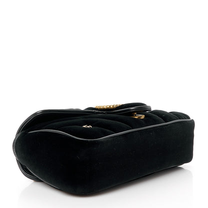 Gucci Velvet Matelasse Double G Studs Small Torchon GG Marmont Shoulder Bag Black 5 of 11