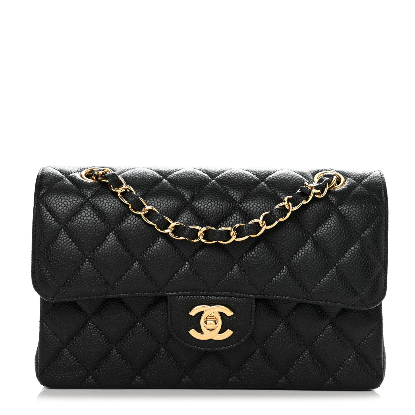 Caviar Quilted Small Double Flap Black