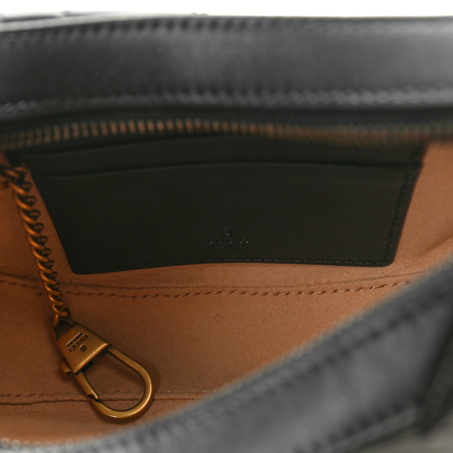 Calfskin Matelasse Chevron Mini GG Marmont Half Moon Hobo Black