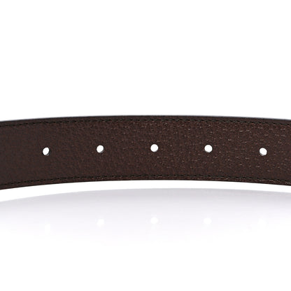 Gucci GG Supreme Monogram Textured Dollar Calfskin Squared Interlocking G 30mm Reversible Belt 90 36 Beige Ebony New Acero 4 of 4
