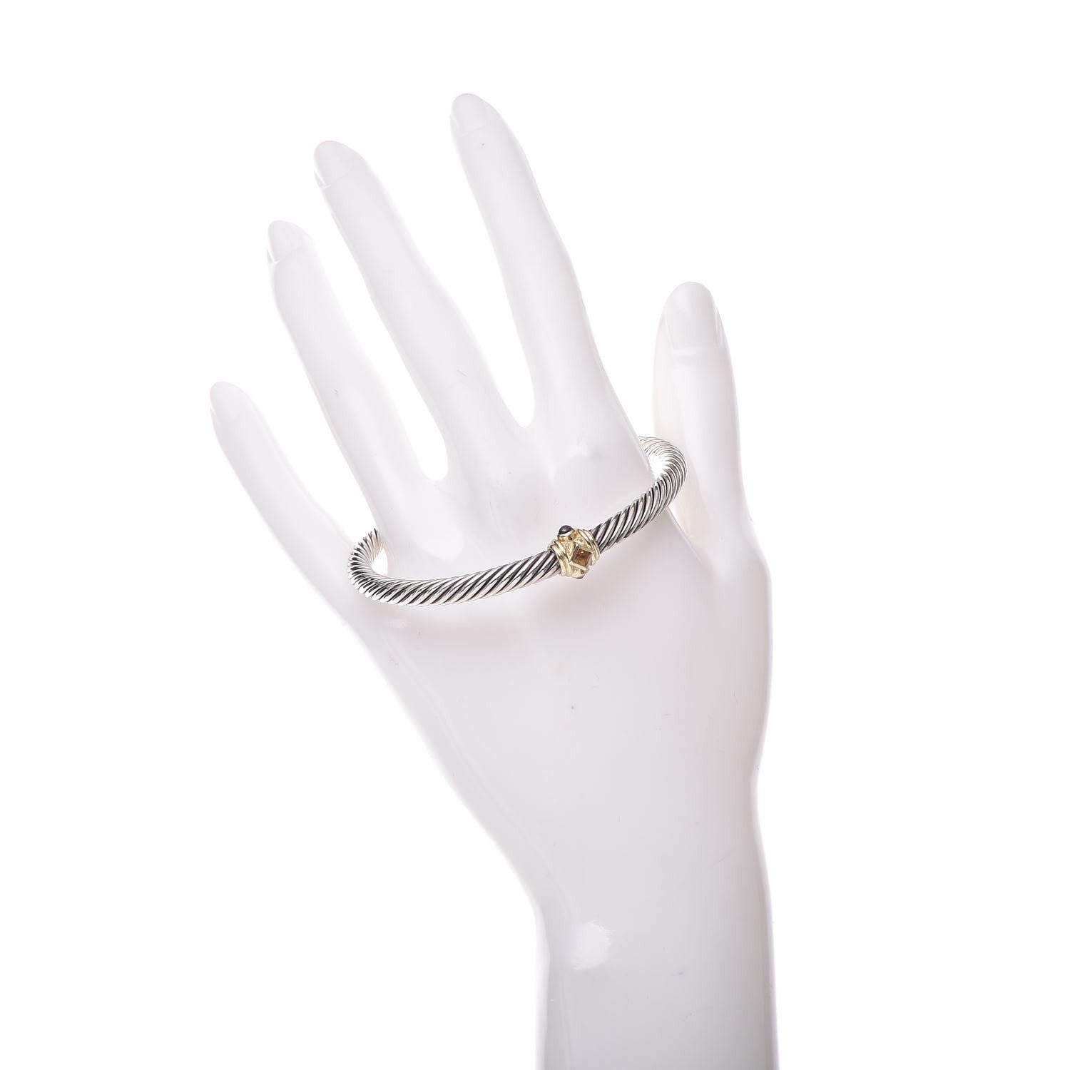 David Yurman Sterling Silver 14K Yellow Gold Citrine Rhodolite Garnet 5mm Cable Renaissance Station Bracelet 2 of 5