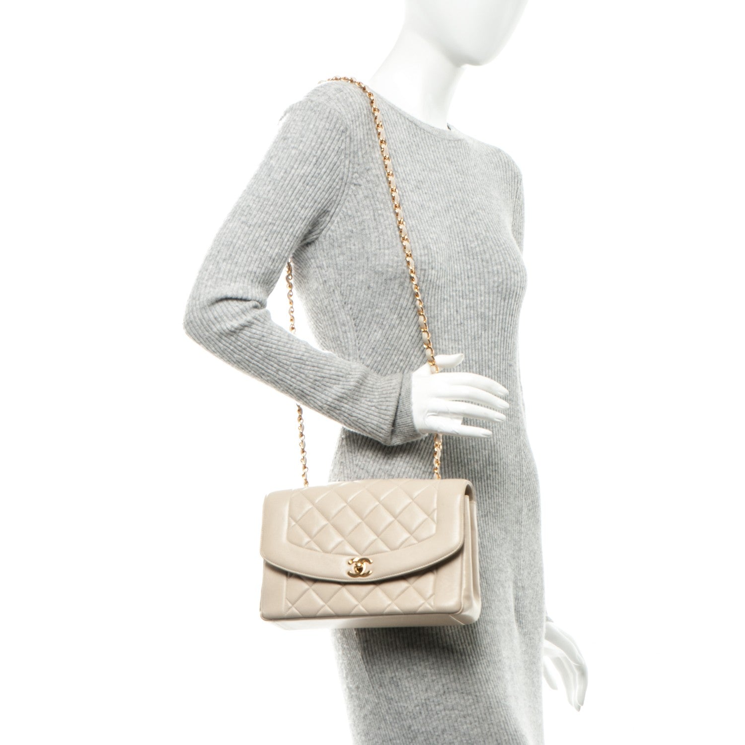 Chanel Lambskin Quilted Medium Single Flap Beige 2 of 8