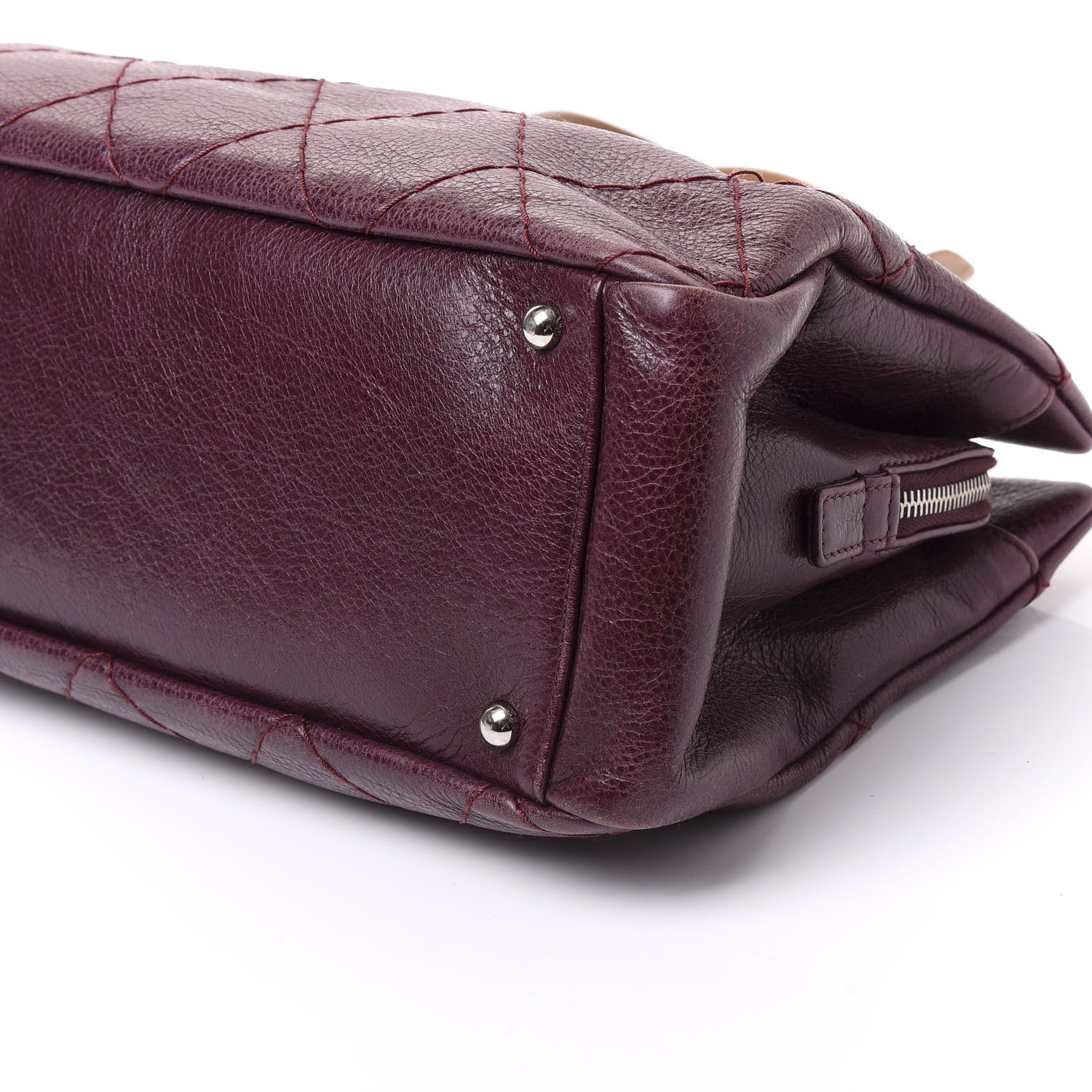 Chanel Glazed Calfskin Stitched On the Road Zip Tote Plum 6 of 9