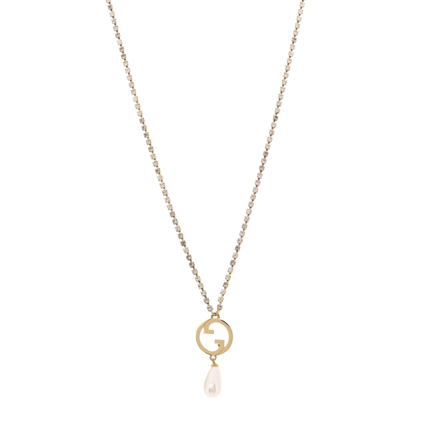 Metal Crystal Pearl Blondie Necklace Gold