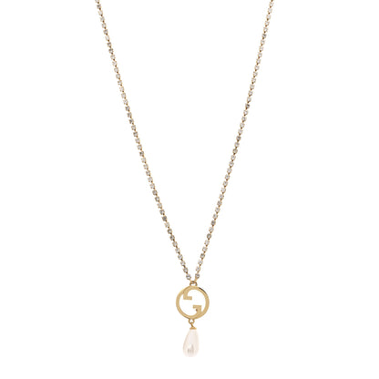 Gucci Metal Crystal Pearl Blondie Necklace Gold 1 of 7