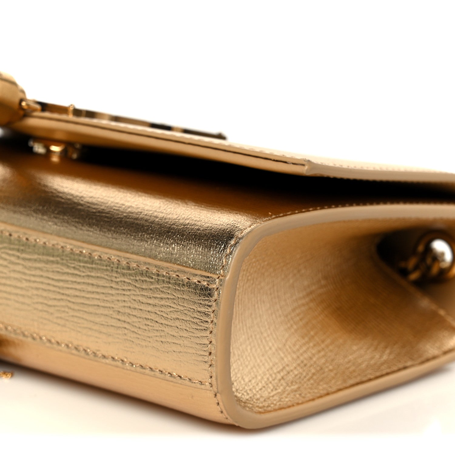 Saint Laurent Metallic Calfskin Small Classic Monogram Kate Tassel Satchel Gold 11 of 11