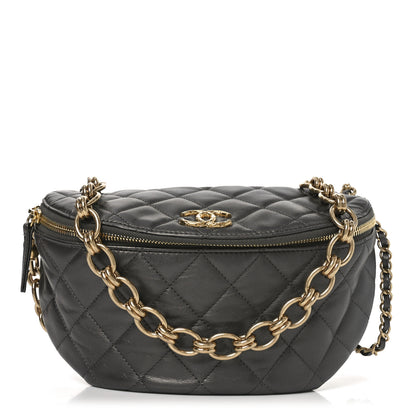 Chanel Metallic Calfskin Pearl Quilted CC Belt Bag Ruthenium 1 of 11