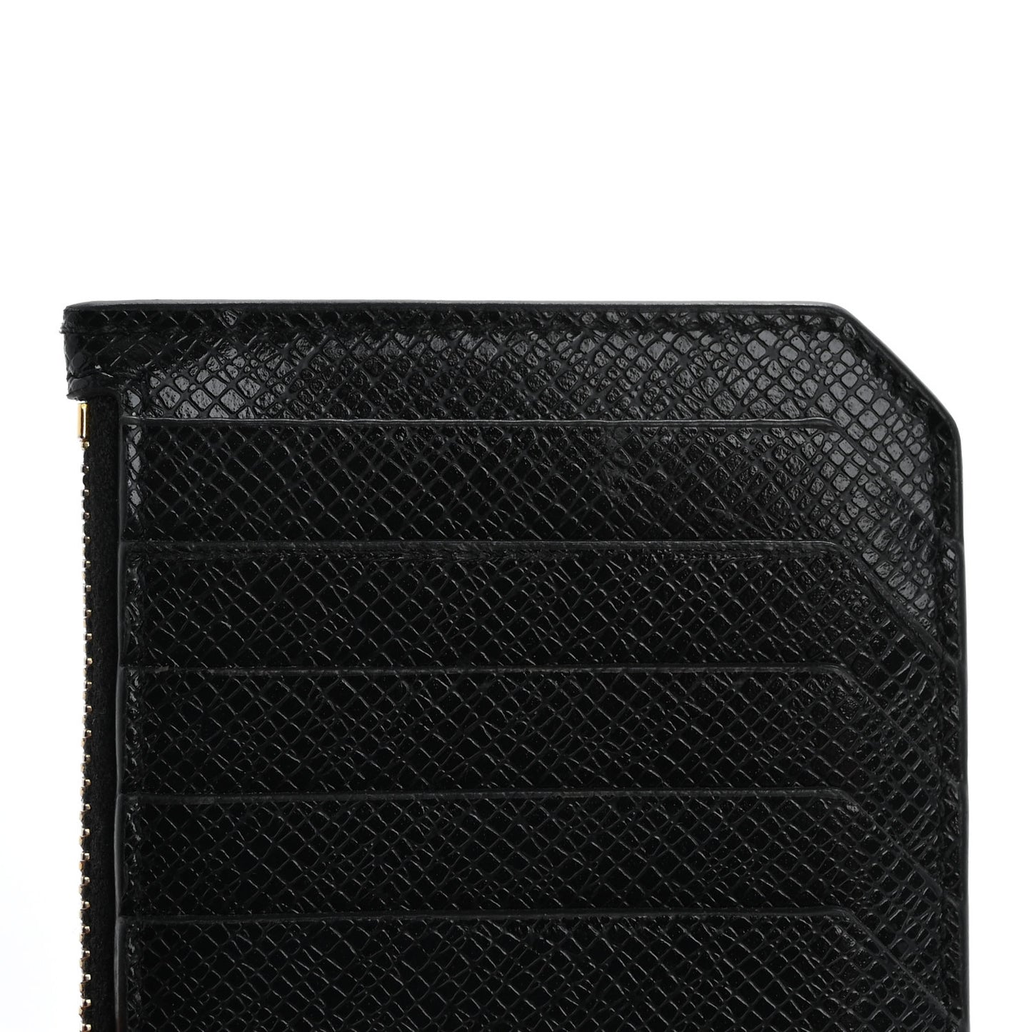 Calfskin 5 Fragments Zip Pouch Card Holder Black