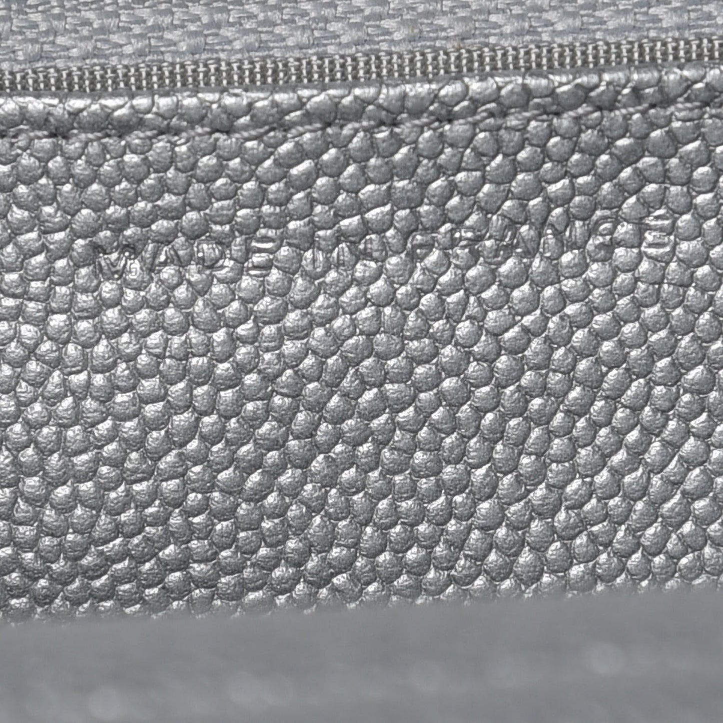 Metallic Caviar Chevron Quilted Vintage Mademoiselle Wallet On Chain WOC Silver