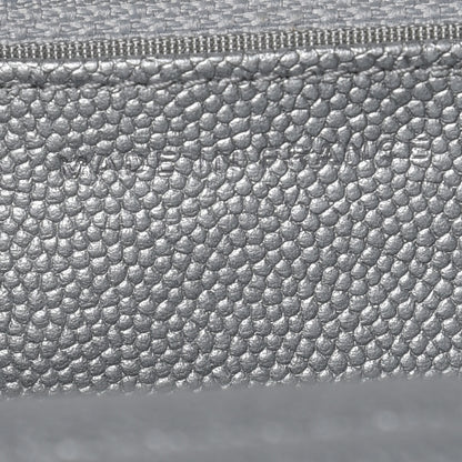 Chanel Metallic Caviar Chevron Quilted Vintage Mademoiselle Wallet On Chain WOC Silver 10 of 12