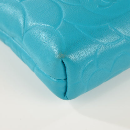Chanel Lambskin Camellia Embossed Key Holder Case Turquoise 8 of 9