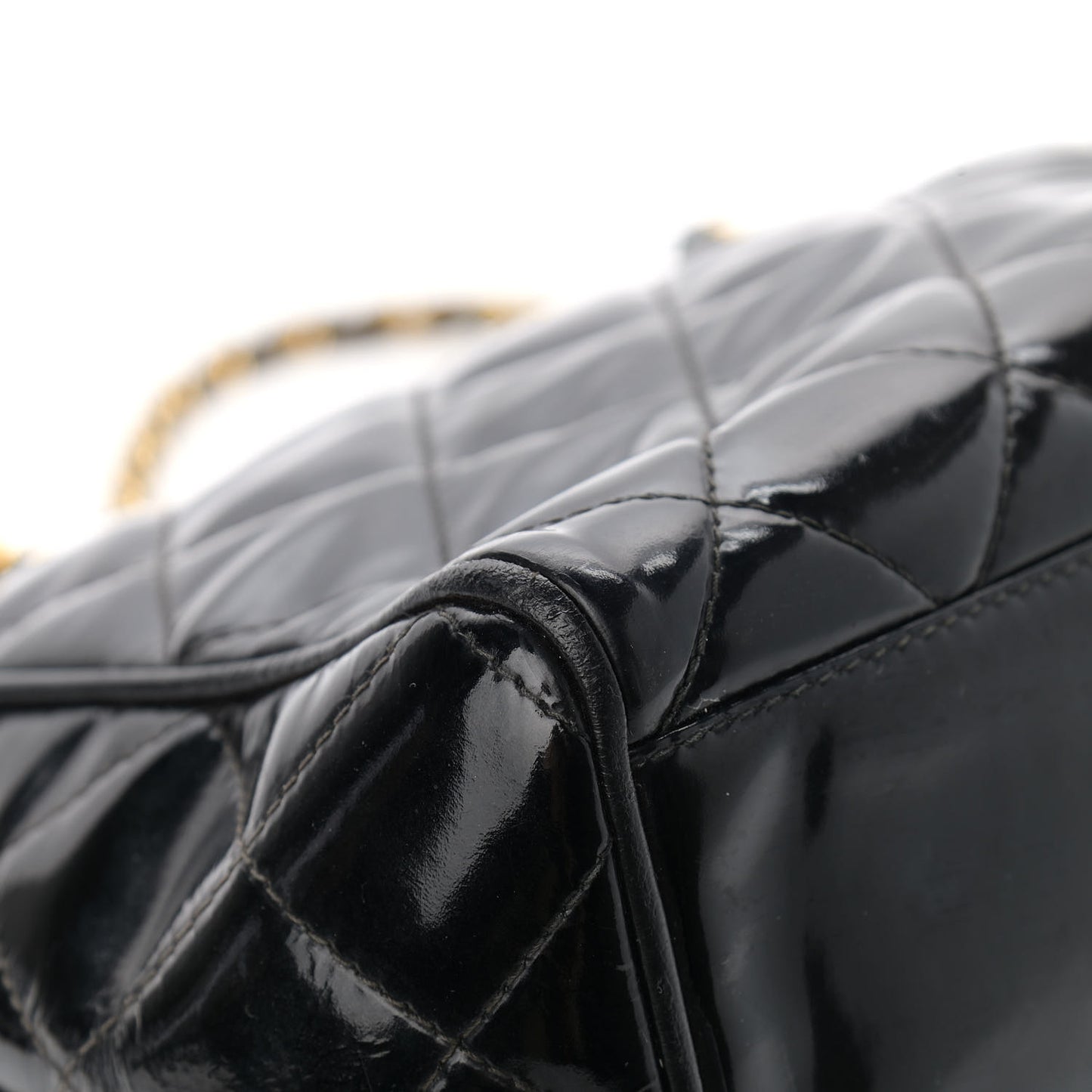 Patent Quilted CC Shoulder Bag Black