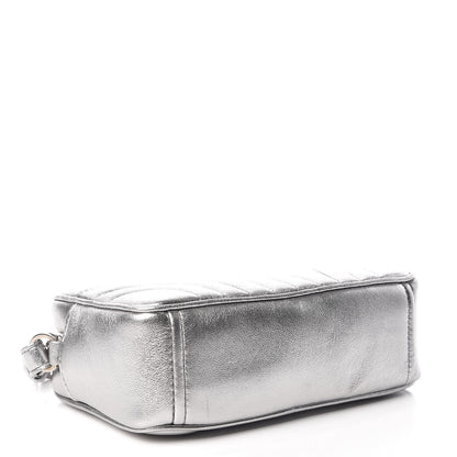 Prada Metallic Nappa Impunture Diagramme Crossbody Cromo 4 of 13