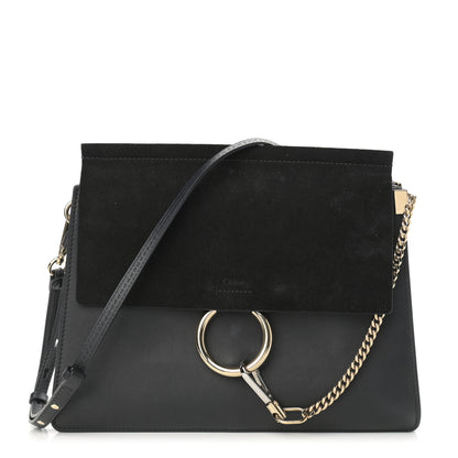 Chloe Suede Calfskin Medium Faye Shoulder Bag Black 1 of 11