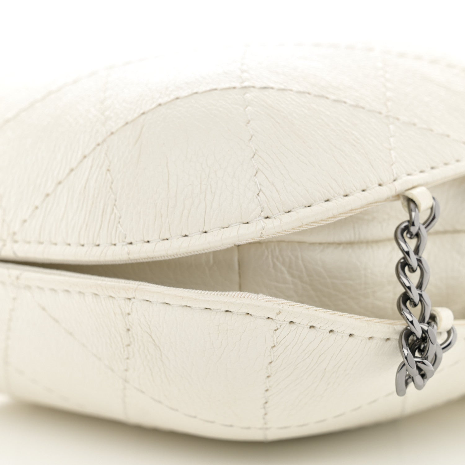 Chanel Aged Calfskin Quilted Small Gabrielle Bucket White 10 of 15