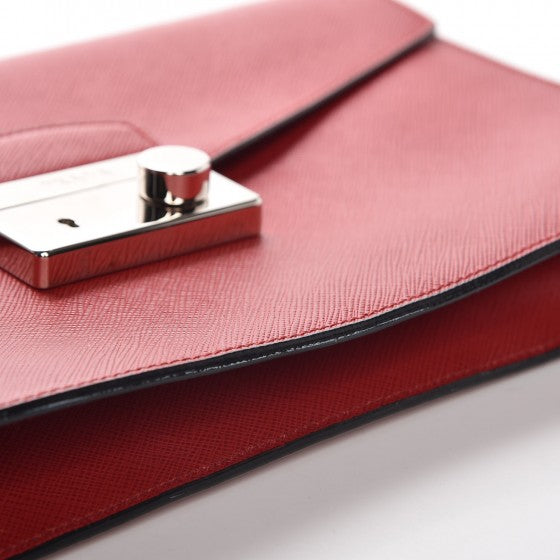 Saffiano Lux Sound Clutch Fuoco