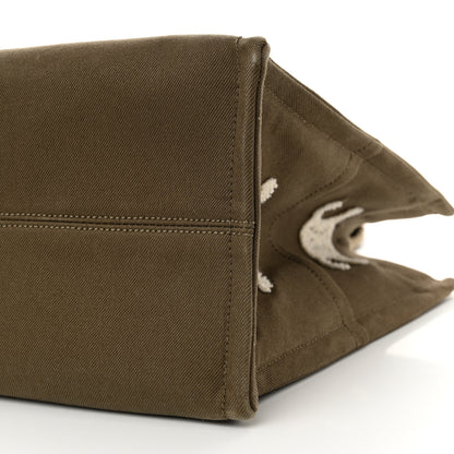 Celine Canvas Calfskin Embroidered Triomphe Large Cabas Thais Khaki Tan 9 of 10