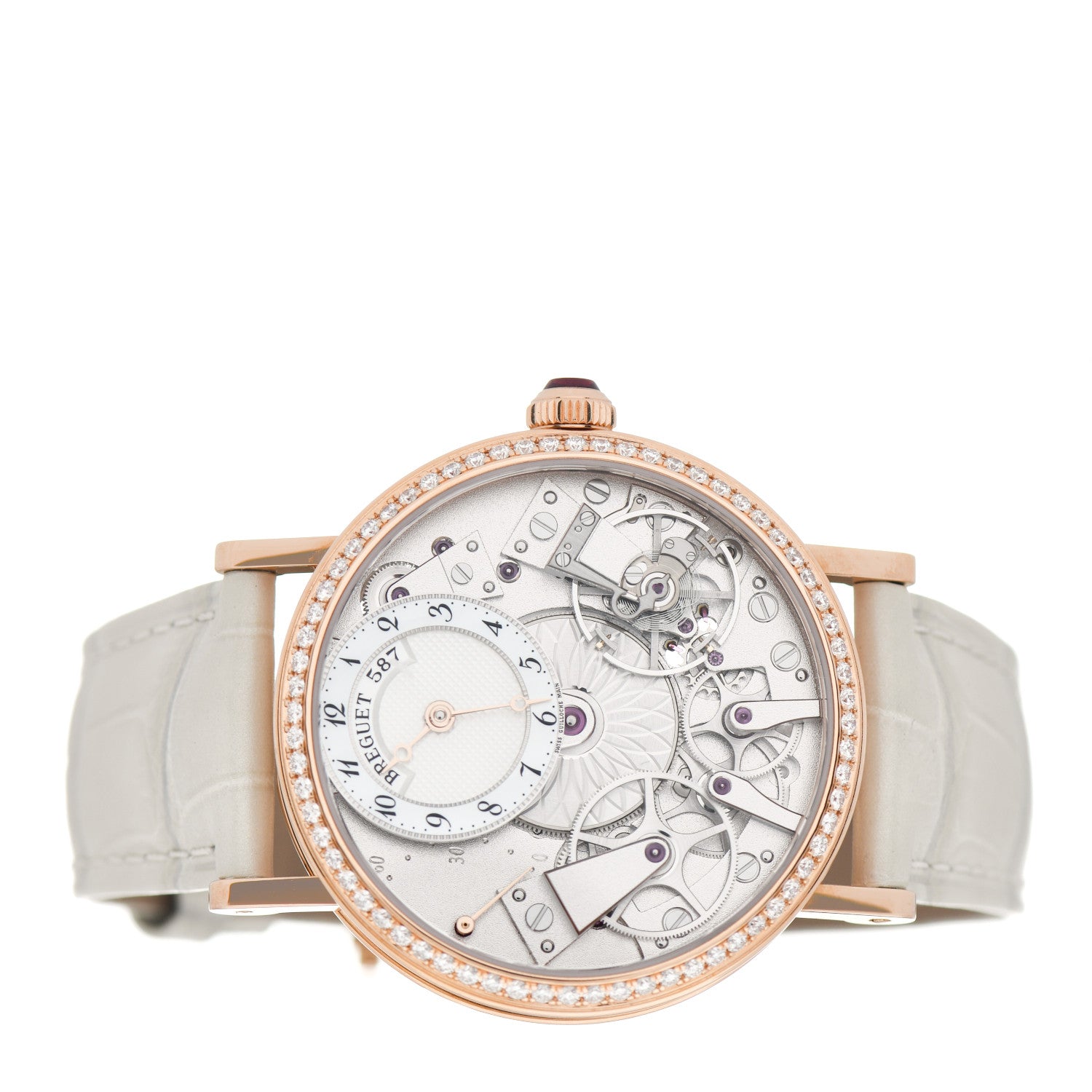 Breguet 18K Rose Gold Alligator Diamond Bezel 38mm Tradition Dame Skeleton Automatic Watch 7038BR/18/9V6 2 of 5