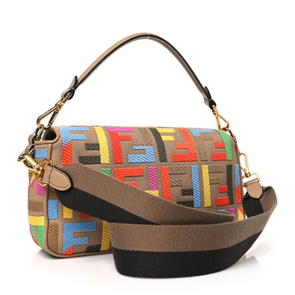 Fendi Canvas Vitello King FF Multicolor Embroidered Baguette Multicolor Cuoio 3 of 10