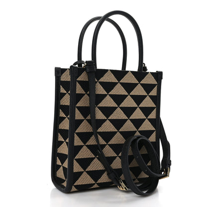 Prada Jacquard Saffiano Triangolo Symbole Embroidered Micro Tote Black Corda 3 of 9