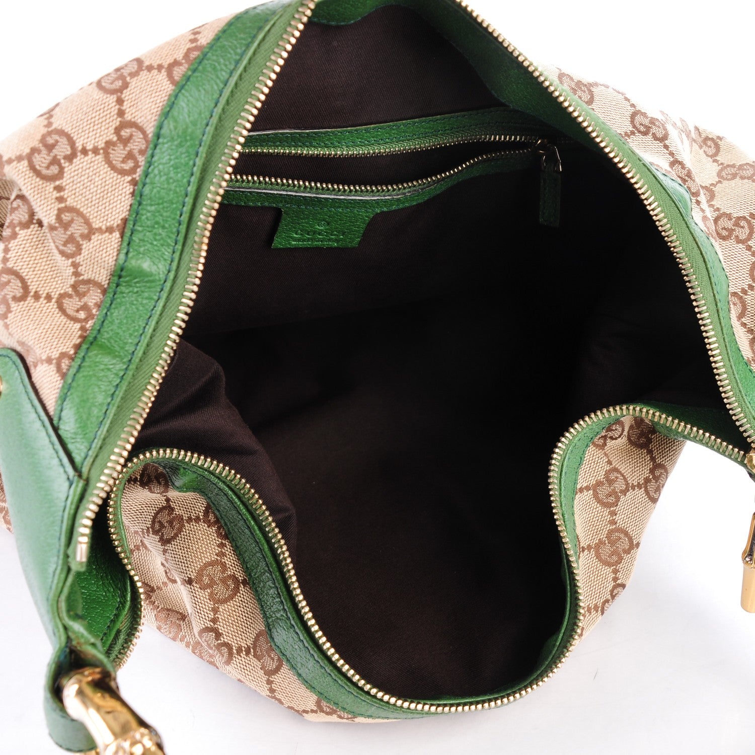 Gucci Monogram Web Bamboo Ring Hobo Green 5 of 8