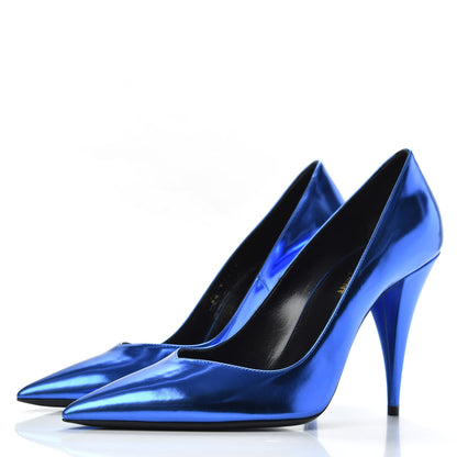Saint Laurent Calfskin Kiki 100 Pumps 39 Bleu Roy 3 of 10