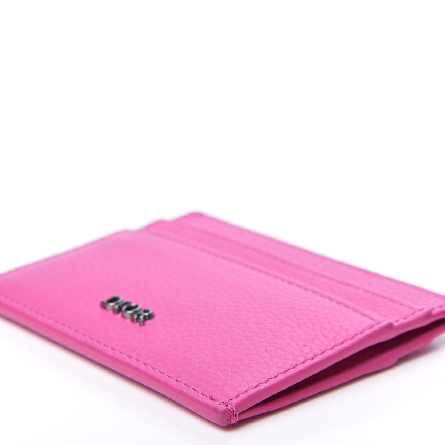 Grained Calfskin Card Holder Fuchsia