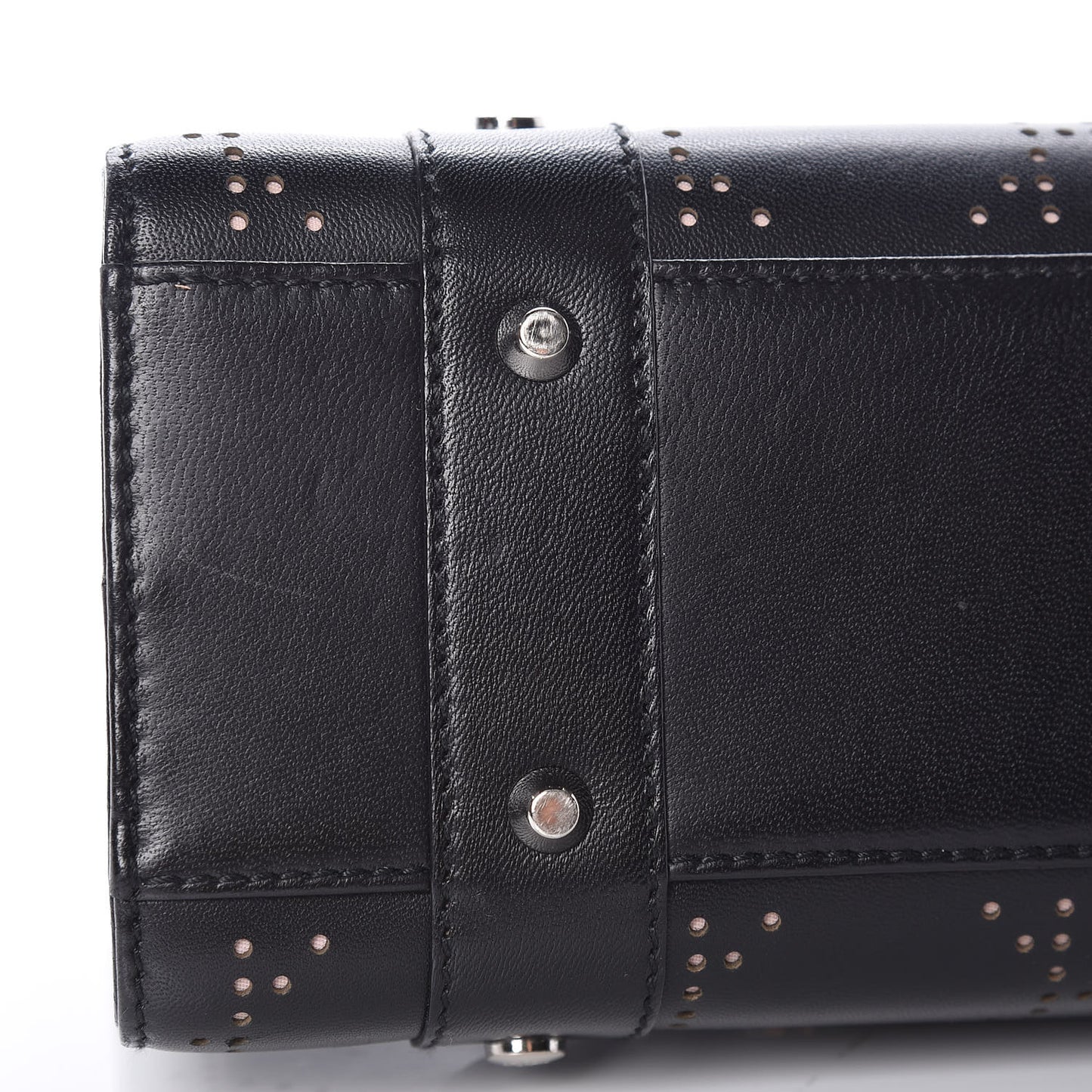 Calfskin Cannage Perforated Small Lady Dior East West Black