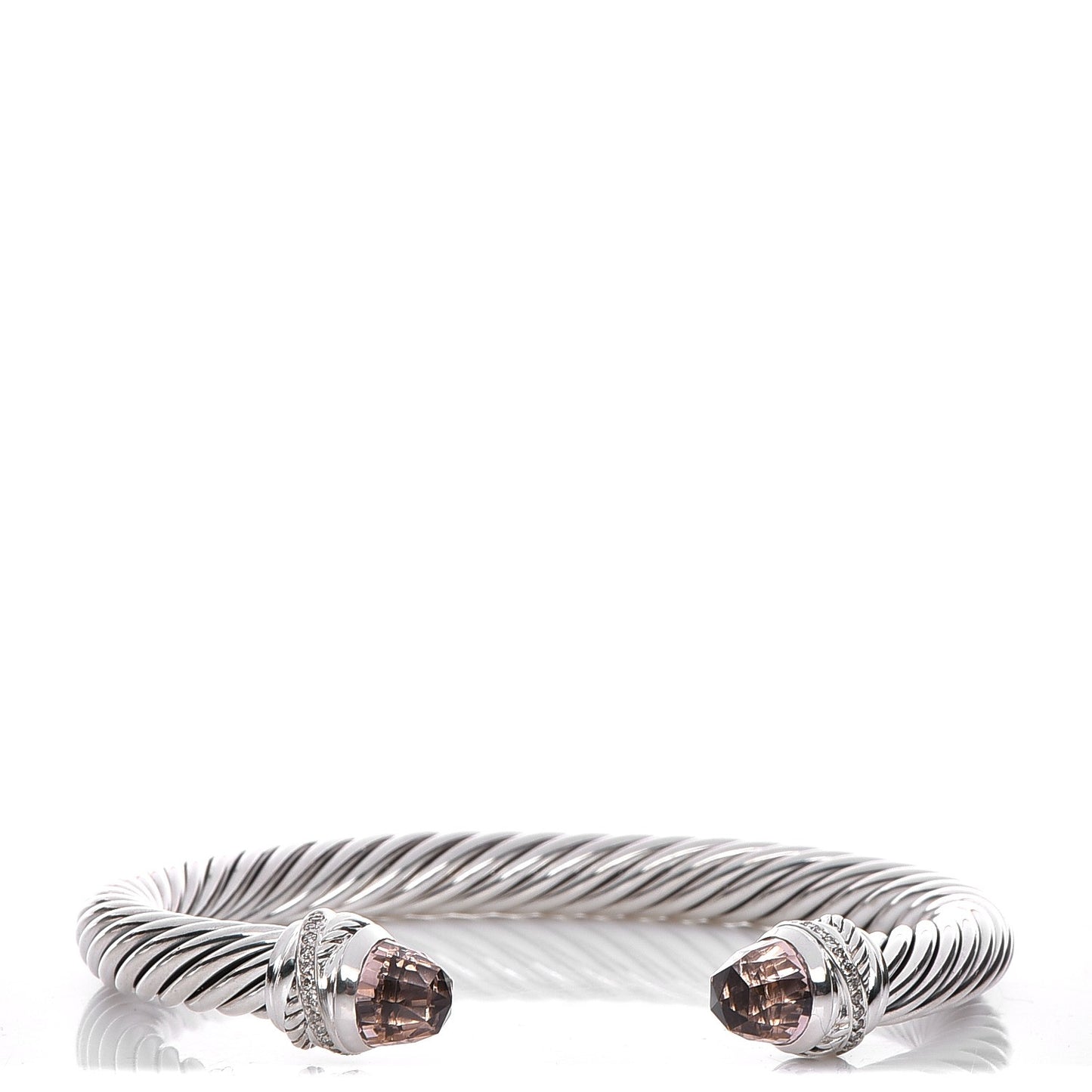 Sterling Silver Diamond Morganite 7mm Cable Classics Bracelet