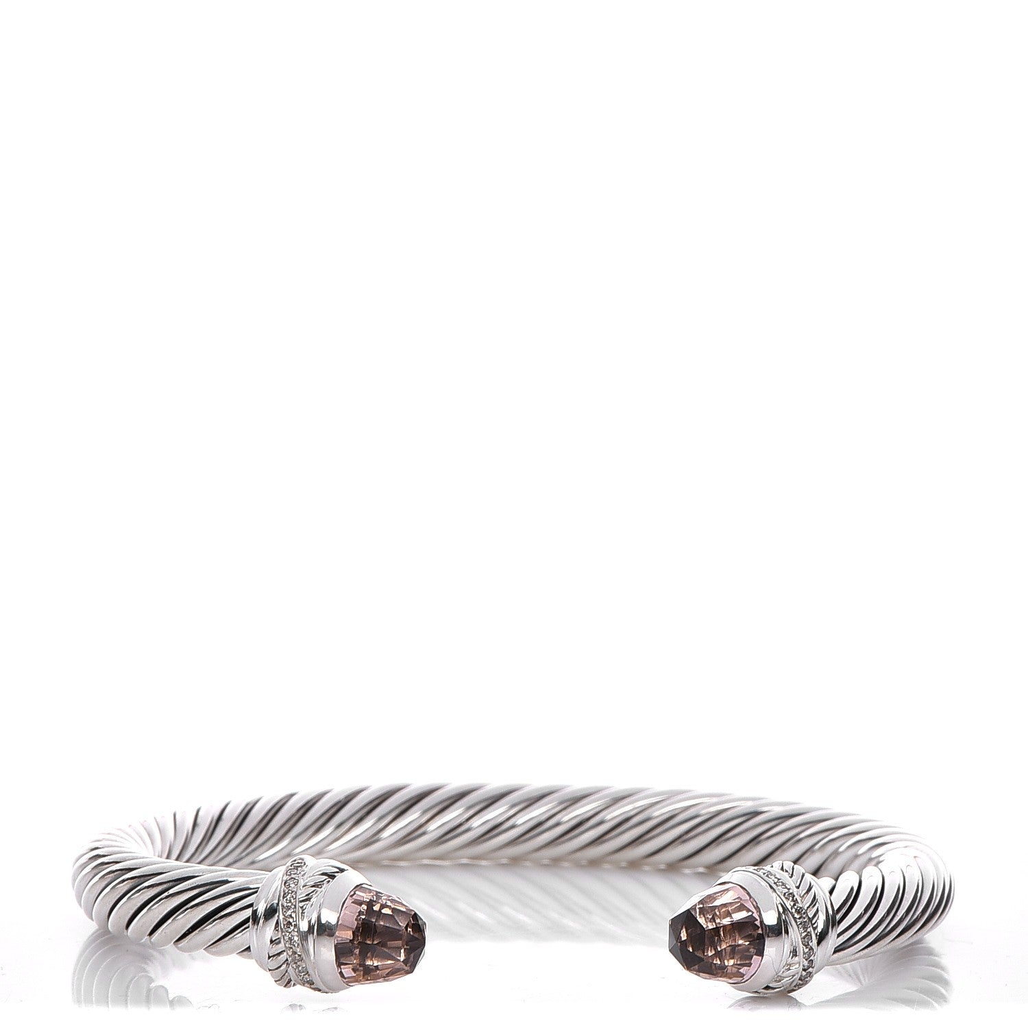 David Yurman Sterling Silver Diamond Morganite 7mm Cable Classics Bracelet 1 of 5