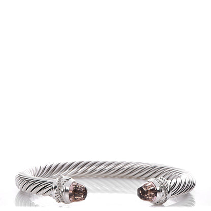 David Yurman Sterling Silver Diamond Morganite 7mm Cable Classics Bracelet 1 of 5