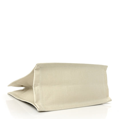 Saint Laurent Linen Calfskin Small Rive Gauche Tote Military Green Blanc Vintage 4 of 8