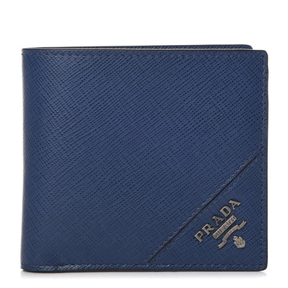 Prada Saffiano Metal Bi-Fold Wallet Bleuette 1 of 6