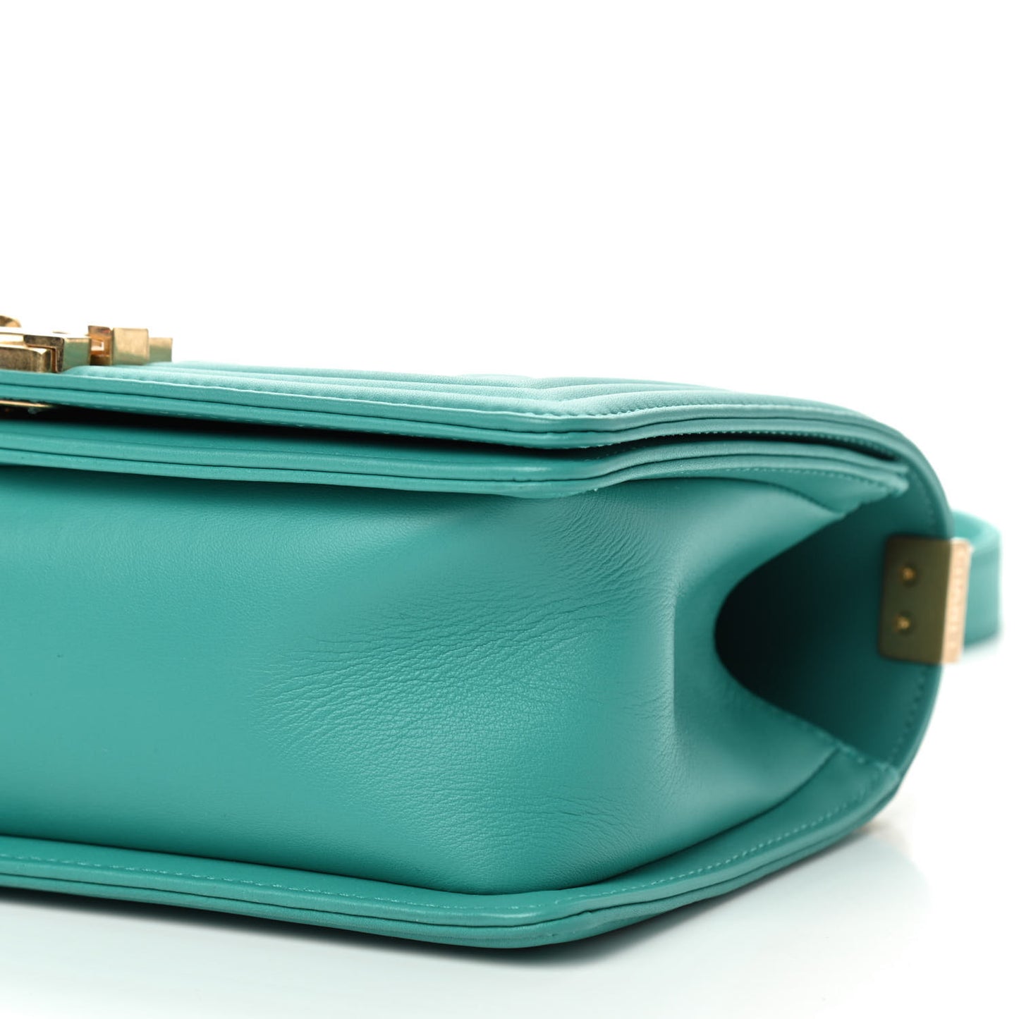 Calfskin Quilted Medium Boy Flap Turquoise